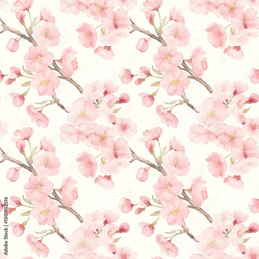 Fototapeta premium Seamless pattern of pink cherry blossoms