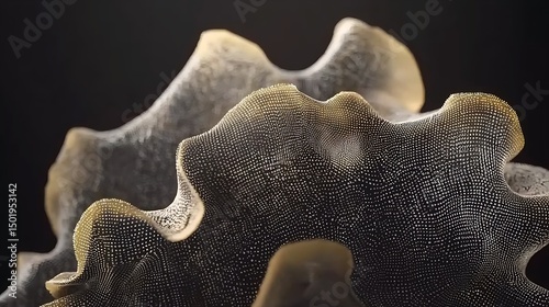 A detailed matrix-inspired design in black and dark gray tones, with elements of glowing, digitized patterns forming a visually striking background with a tech-forward feel.