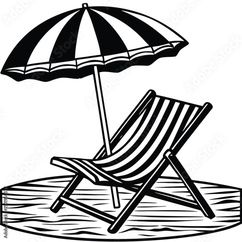beach chairs and umbrella