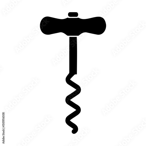 Corkscrew tool with twisted metal spiral for wine bottle opening  