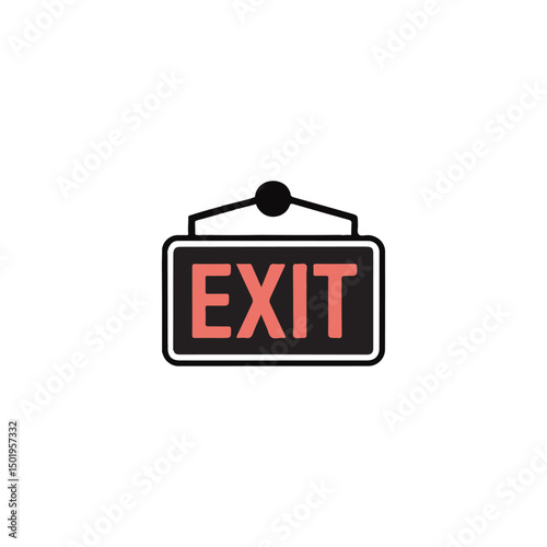 Simple Vector Illustration of a Hanging Exit Sign.A clean, modern vector graphic of a hanging exit sign.