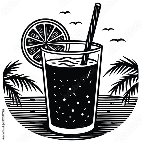 vector illustration of a glass of cola