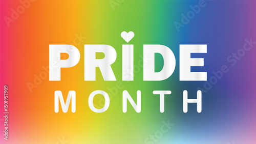  Colorful Pride Month banner featuring a rainbow heart and vibrant gradient background, symbolizing LGBTQ+ love, equality, and celebration in June.