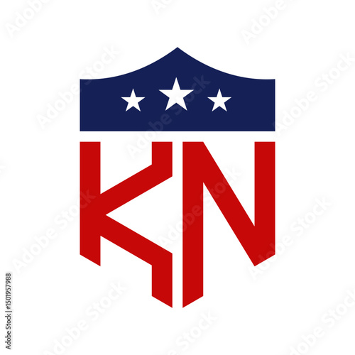 Patriotic KN Logo Design. Letter KN Patriotic American Logo Design for Political Campaign and any USA Event.