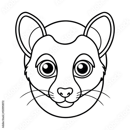 Cute Sugar Glider Head Line Drawing Vector Artwork