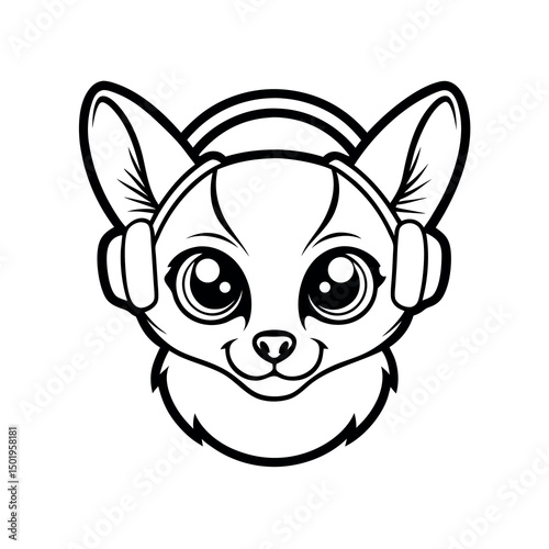 Minimalist Sugar Glider Head Sketch Vector Drawing