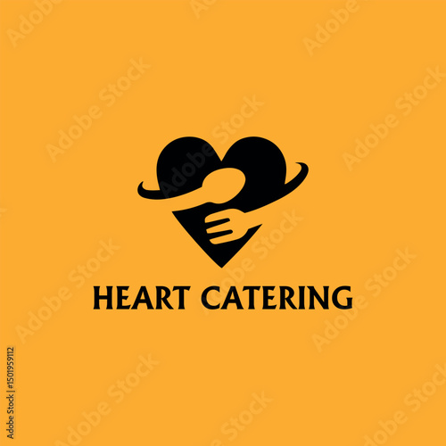 heart food catering logo design vector