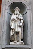 Statue of Leonardo Da Vinci outside Uffizi palace, Florence, Italy
