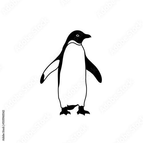 Black and white penguin outline on white background