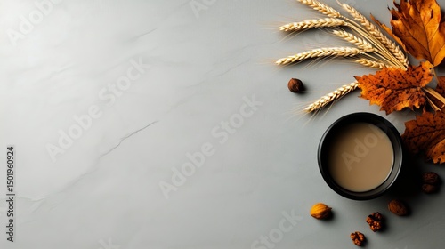 Autumn Table Setting With Decorative Elements and Neutral Plate Displayed on ...