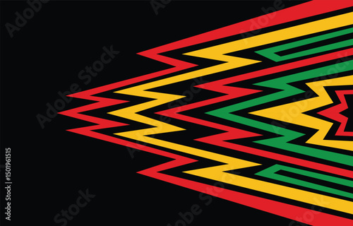 Abstract background with Jamaican color zigzag pattern with some copy space