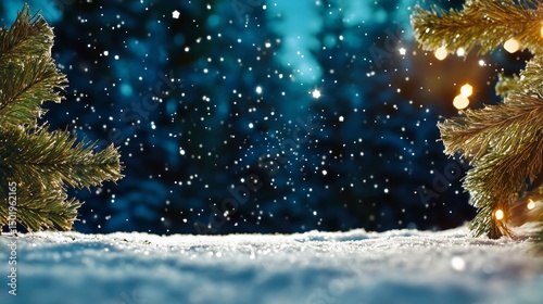 Snowfall Creates a Magical Winter Wonderland With Glowing Lights and Evergree...
