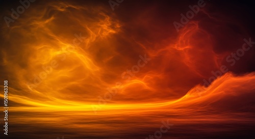Fiery Abstract Landscape  Inferno-Inspired Digital Art