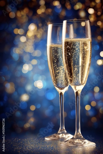Celebration With Sparkling Beverages in Elegant Glasses on a Festive Background