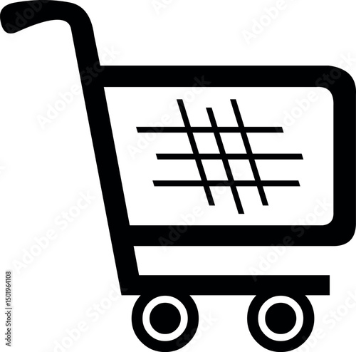 vector illustration black icon shopping cart in supermarket or superstore concept