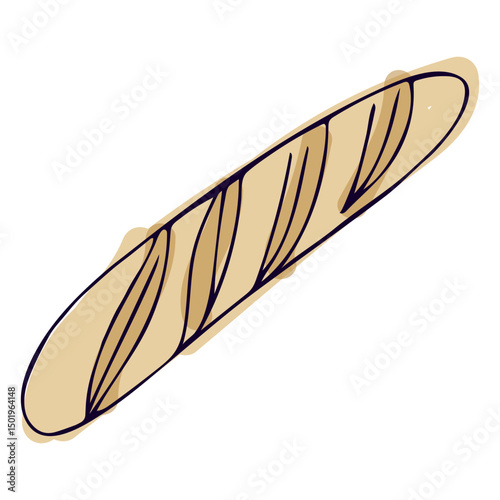 French baguette colorful stroke