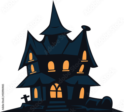 halloween house with pumpkin