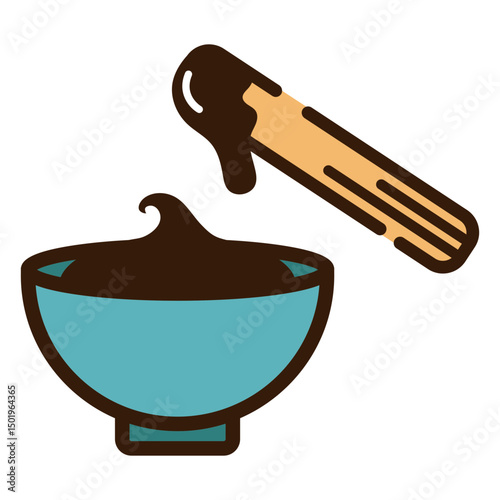 Churro with bowl of chocolate icon