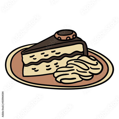 Sacher cake austrian dish handdrawn color element