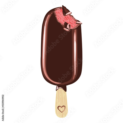 Strawberry covered chocolate icecream illustration