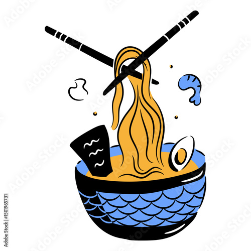 Blue ramen bowl doodle