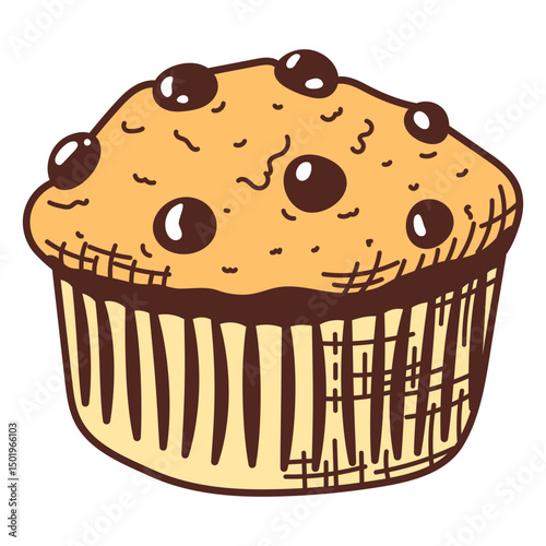 Chocolate chips cupcake color stroke