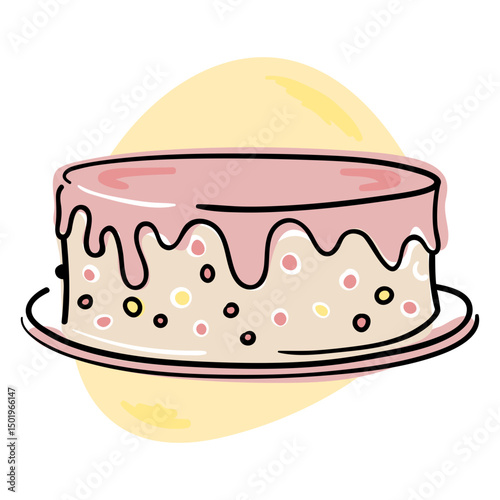 Pink glazed cake color stroke