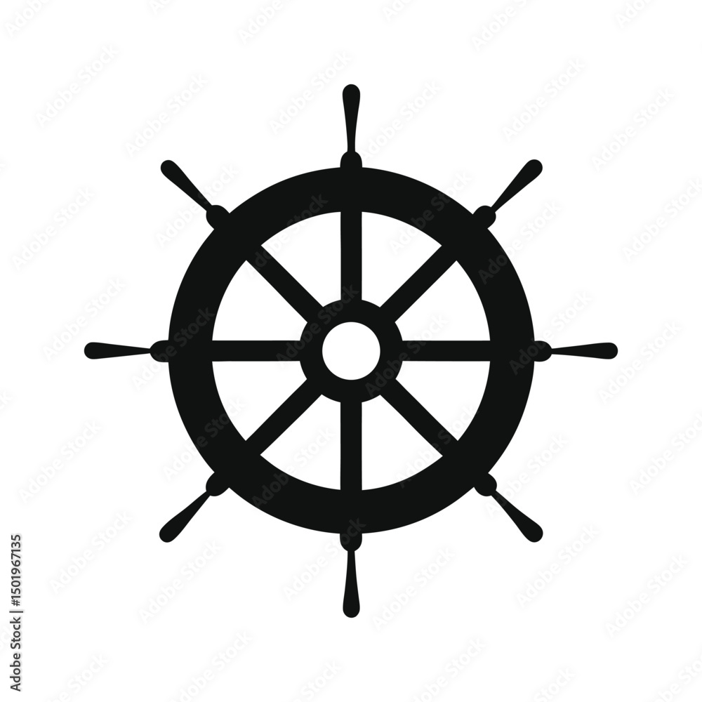 Obraz premium Cruise ship wheel helm silhouette illustration, Cruise ship wheel helm silhouette vector 