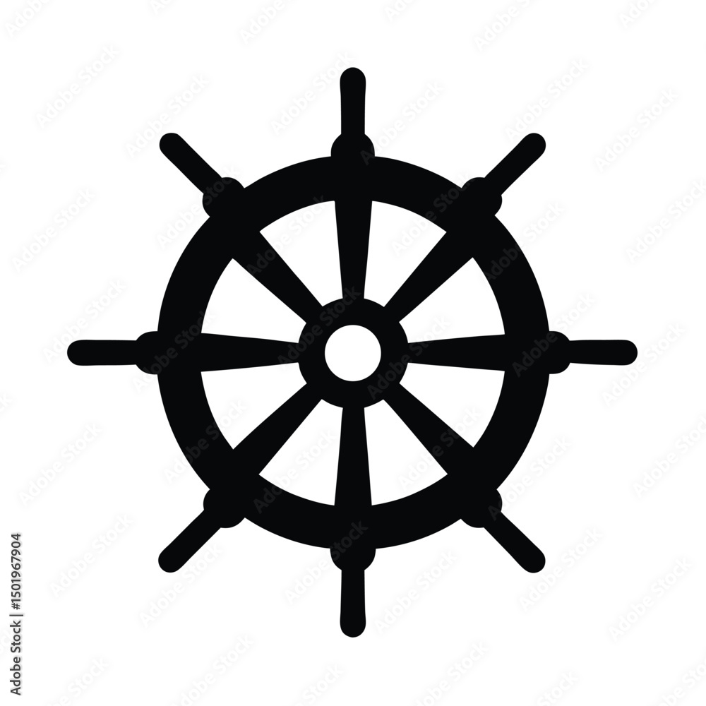 Obraz premium Cruise ship wheel helm silhouette illustration, Cruise ship wheel helm silhouette vector 