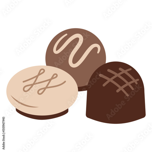 Chocolate candies flat sweet