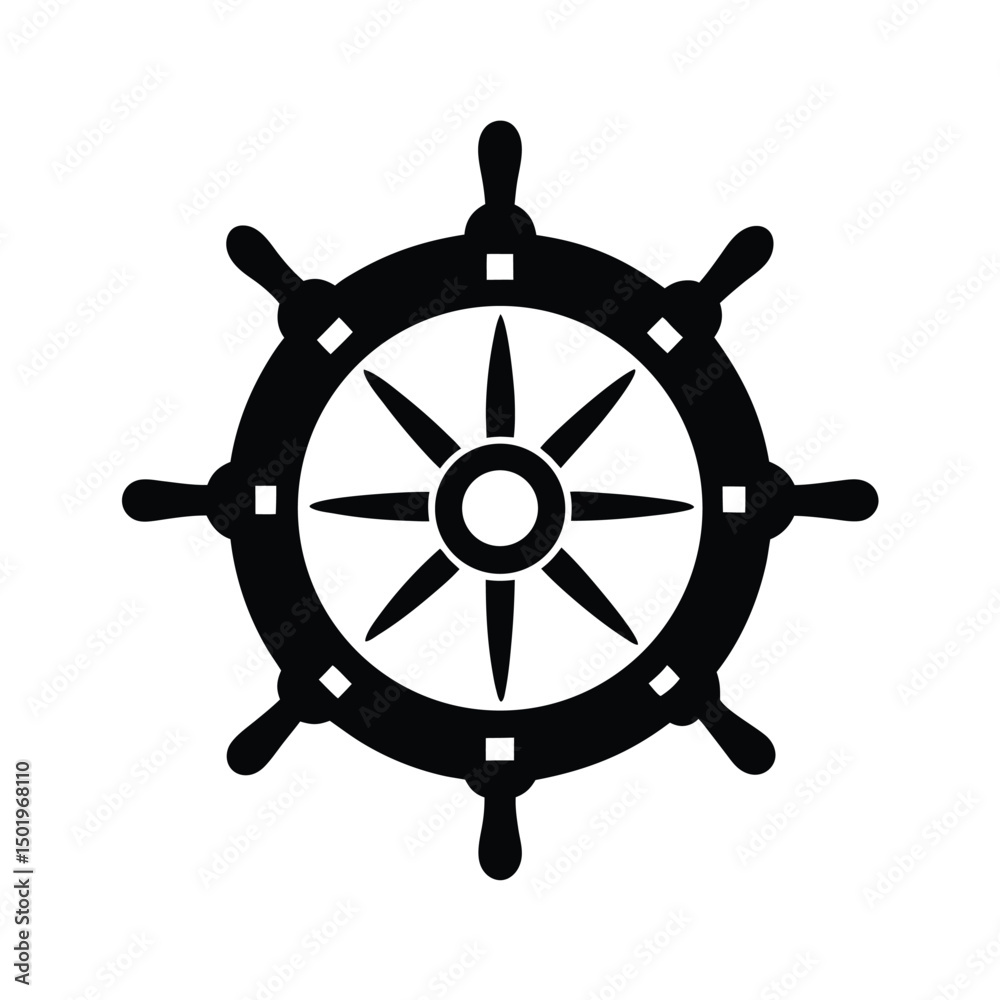 Obraz premium Cruise ship wheel helm silhouette illustration, Cruise ship wheel helm silhouette vector 