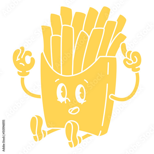 Cartoon character holding a bag of french fries