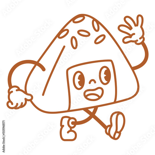 Cartoon image of a sushi character running