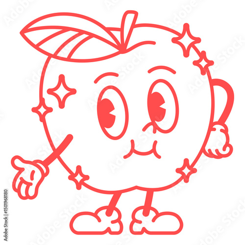 Cartoon apple with eyes and a smile