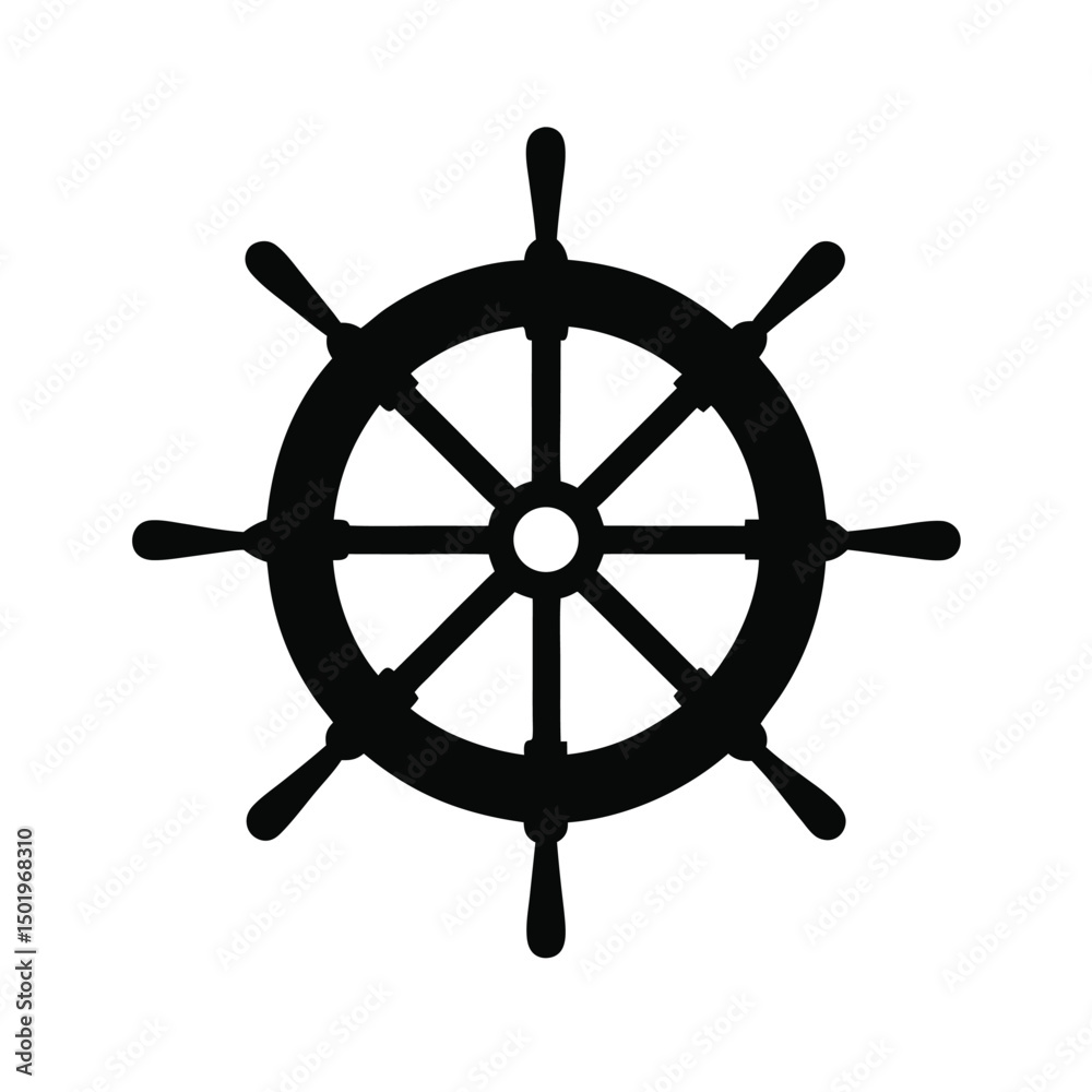 Obraz premium Cruise ship wheel helm silhouette illustration, Cruise ship wheel helm silhouette vector 