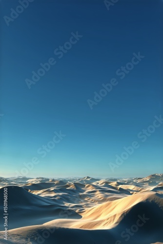 Vast Desert Landscape Under a Clear Blue Sky With Gentle Rolling Sand Dunes