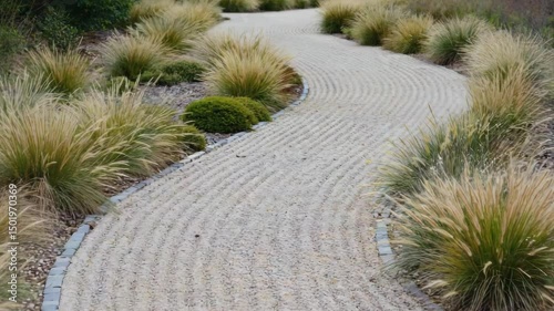 Slow Camera Movement Along Peaceful Garden Path – Realistic Nature Footage