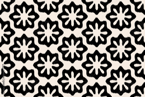 Ikat abstract background art. Ethnic tribal, boho seamless wallpaper. Motif ethnic handmade beautiful Ikat art. Ethnic abstract floral background art.