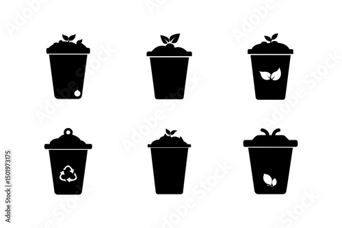 recycle bin icon set vector art