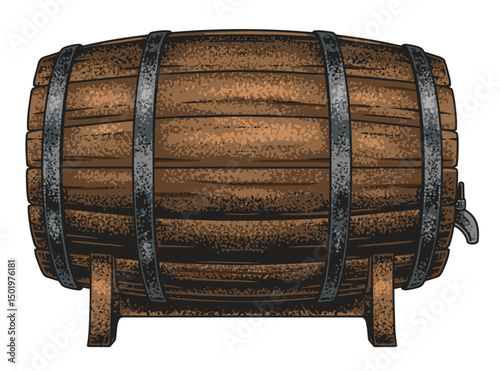 Cozy brewery with a wooden beer barrel