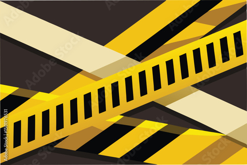 Caution tape crossing in a creative vector illustration for safety awareness and design projects