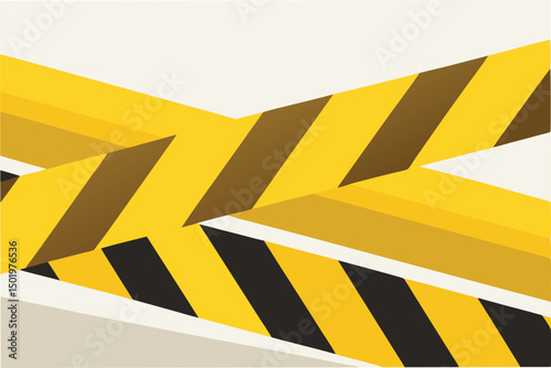 Caution tape crossing in a creative vector illustration for safety awareness and design projects