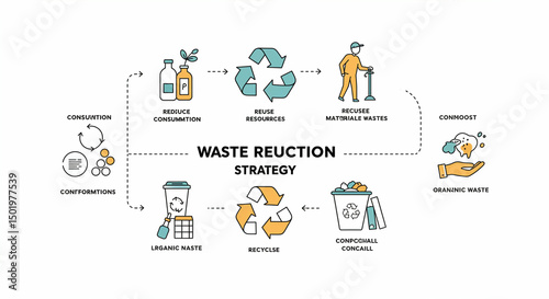 Waste reduction strategy cycle illustration