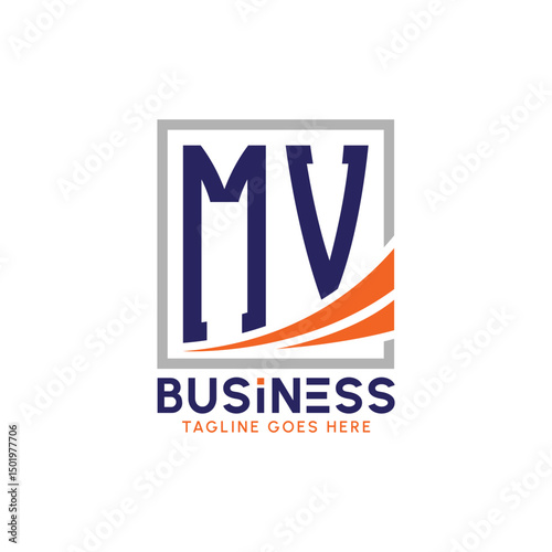 Letter MV Business Logo. Modern MV Logo for Corporate Branding. MV Growth Success Logo