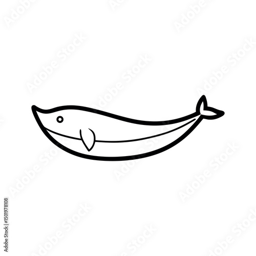 Simple Whaleboat Whale Line Drawing Vector Design