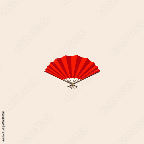 Japanese folding hand fan icon flat vector design.