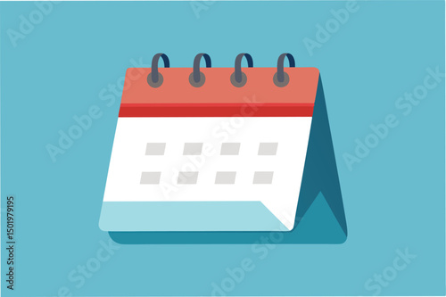 Vector illustration of a calendar with a red top and blue background used for planning and scheduling events or reminders, perfect for digital or print applications