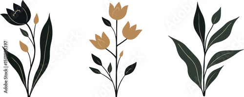 Golden Petal Harmony Illustrator Artwork