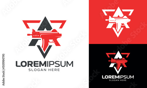 Letter A With Gun Logo Art & Illustration