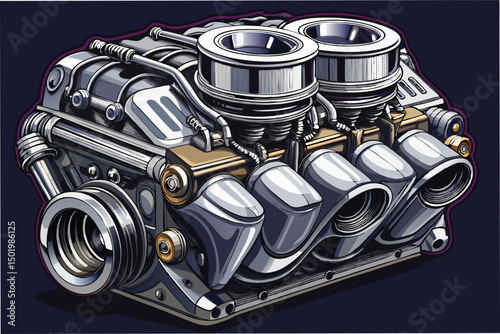 Detailed illustration of a modern diesel engine showcasing intricate mechanical components and sleek design for automotive enthusiasts and engineers